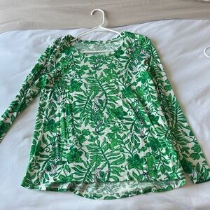 Green Floral Long Sleeve Top